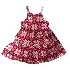 Hanna Andersson Girls 100% Cotton Red & White Scandi Print Sundress Sz 3T